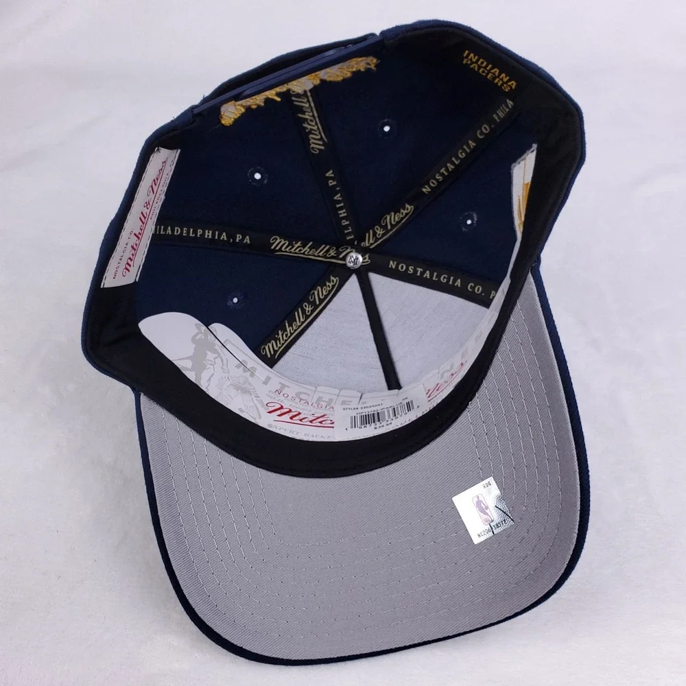 Indiana Pacers Mitchell & Ness NBA Pro Fit Snapback Hat Cap 3D‎ Logo Navy NWT